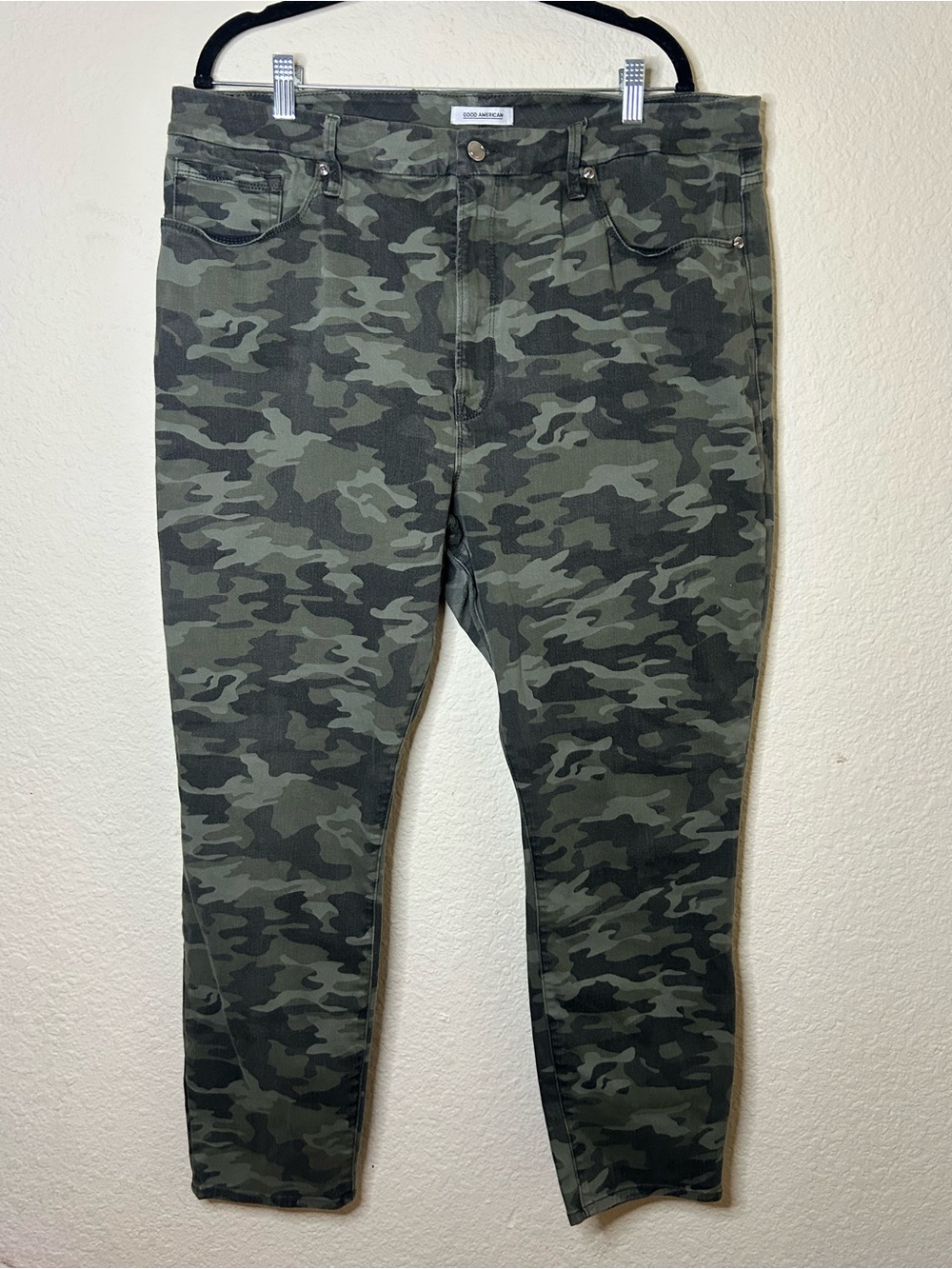 Good American Green‎ Camo Pants Good Waist 22 Stretch High Waist Rise Plus Size